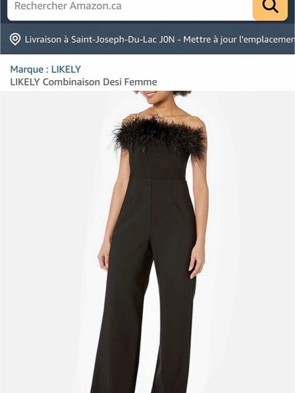 Likely Desi Feather Trim Jumpsuit Black
